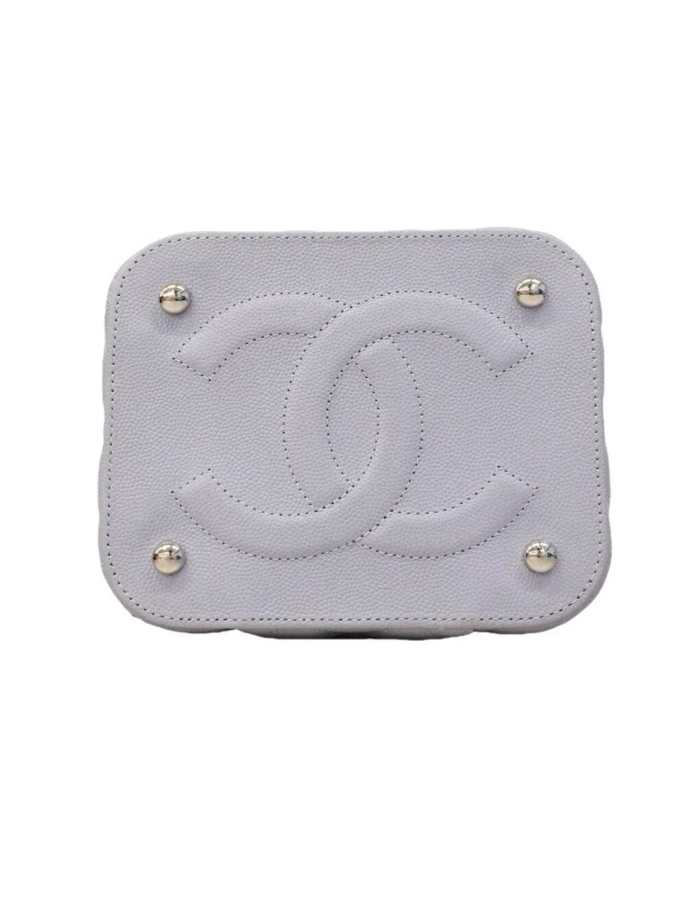 Chanel Vanity Bag Quilted Caviar Leather Purple Silver 2-Way